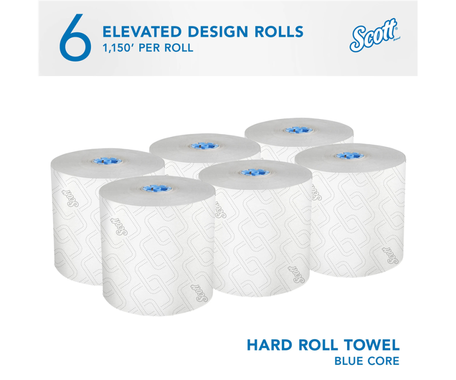 Scott 1-Ply White High-Capacity Hard Roll Towel (7.5 in. x 1150 ft., 6 RL/CS)